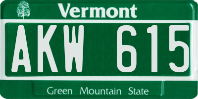 VT license plate AKW615