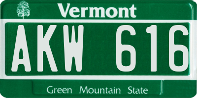 VT license plate AKW616