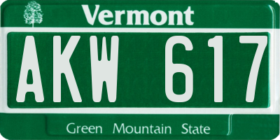 VT license plate AKW617