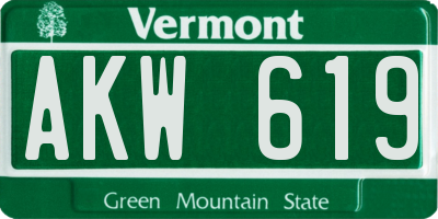 VT license plate AKW619