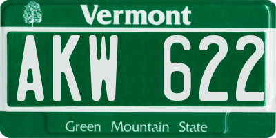 VT license plate AKW622