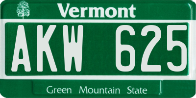 VT license plate AKW625