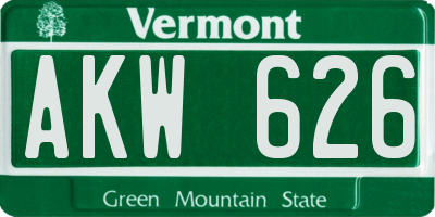 VT license plate AKW626