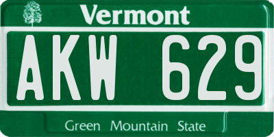 VT license plate AKW629