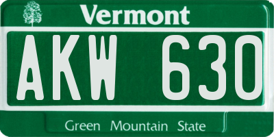 VT license plate AKW630