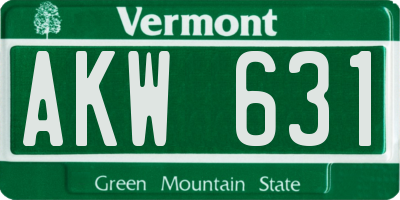 VT license plate AKW631