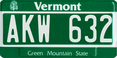 VT license plate AKW632