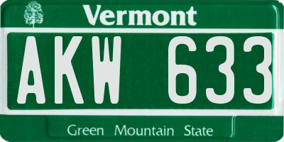 VT license plate AKW633