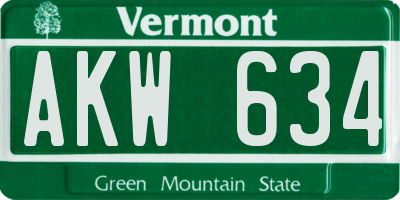 VT license plate AKW634