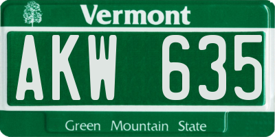 VT license plate AKW635