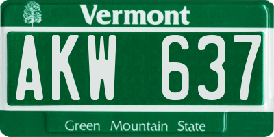 VT license plate AKW637