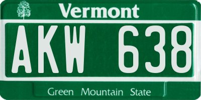 VT license plate AKW638