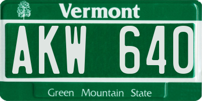 VT license plate AKW640