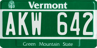 VT license plate AKW642