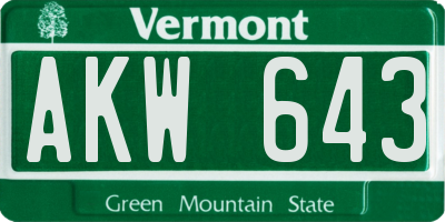 VT license plate AKW643