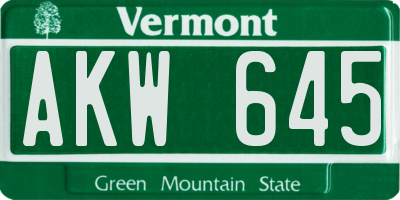 VT license plate AKW645