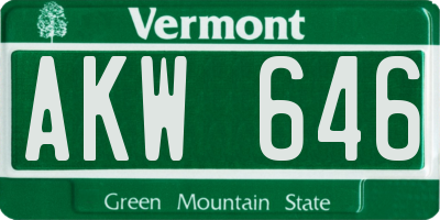 VT license plate AKW646