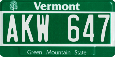 VT license plate AKW647