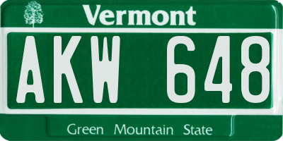 VT license plate AKW648