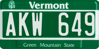 VT license plate AKW649