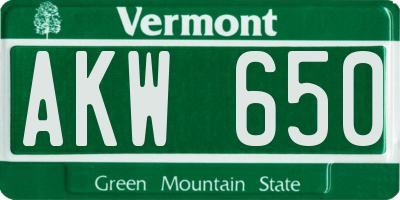 VT license plate AKW650