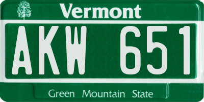 VT license plate AKW651