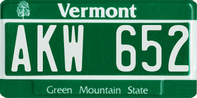 VT license plate AKW652