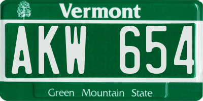 VT license plate AKW654