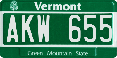 VT license plate AKW655