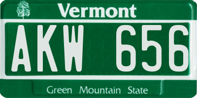 VT license plate AKW656