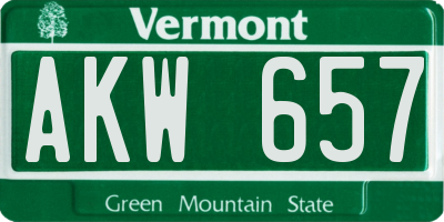 VT license plate AKW657