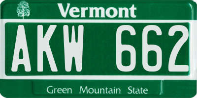 VT license plate AKW662