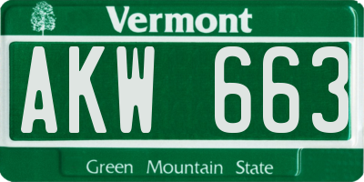 VT license plate AKW663