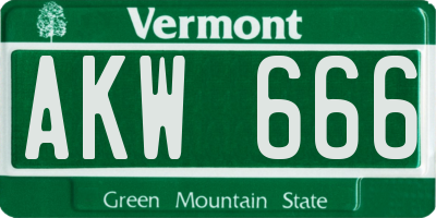 VT license plate AKW666