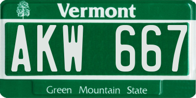 VT license plate AKW667