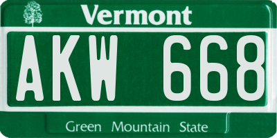 VT license plate AKW668