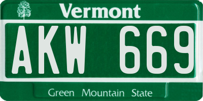 VT license plate AKW669
