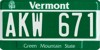 VT license plate AKW671