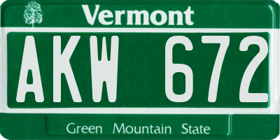 VT license plate AKW672