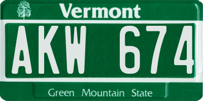VT license plate AKW674