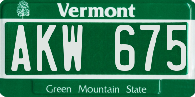 VT license plate AKW675