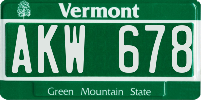 VT license plate AKW678