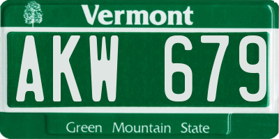 VT license plate AKW679