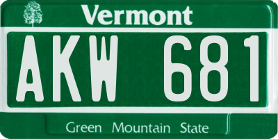 VT license plate AKW681