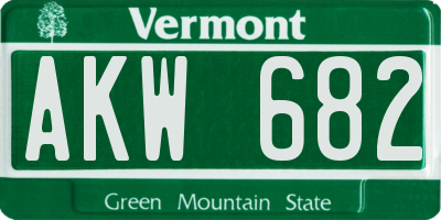 VT license plate AKW682