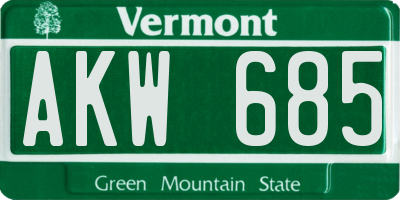 VT license plate AKW685