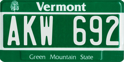 VT license plate AKW692