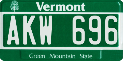 VT license plate AKW696