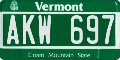 VT license plate AKW697