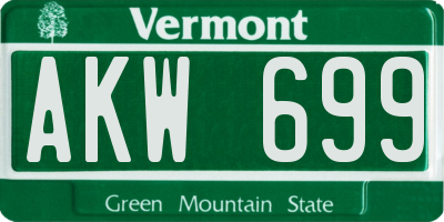 VT license plate AKW699